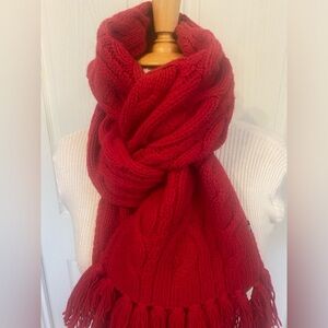 GAP 79 INCHES Wool/Acrylic Knitted Red Scarf